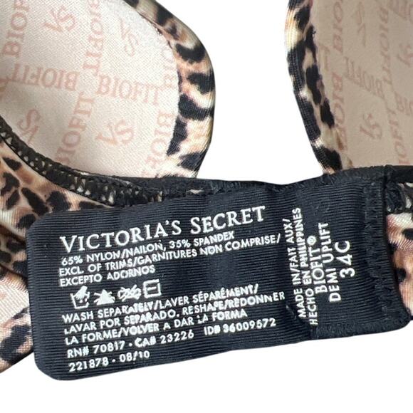 Victoria's Secret Biofit Demi Uplift Cheetah Print Bra 34C - Picture 3 of 5